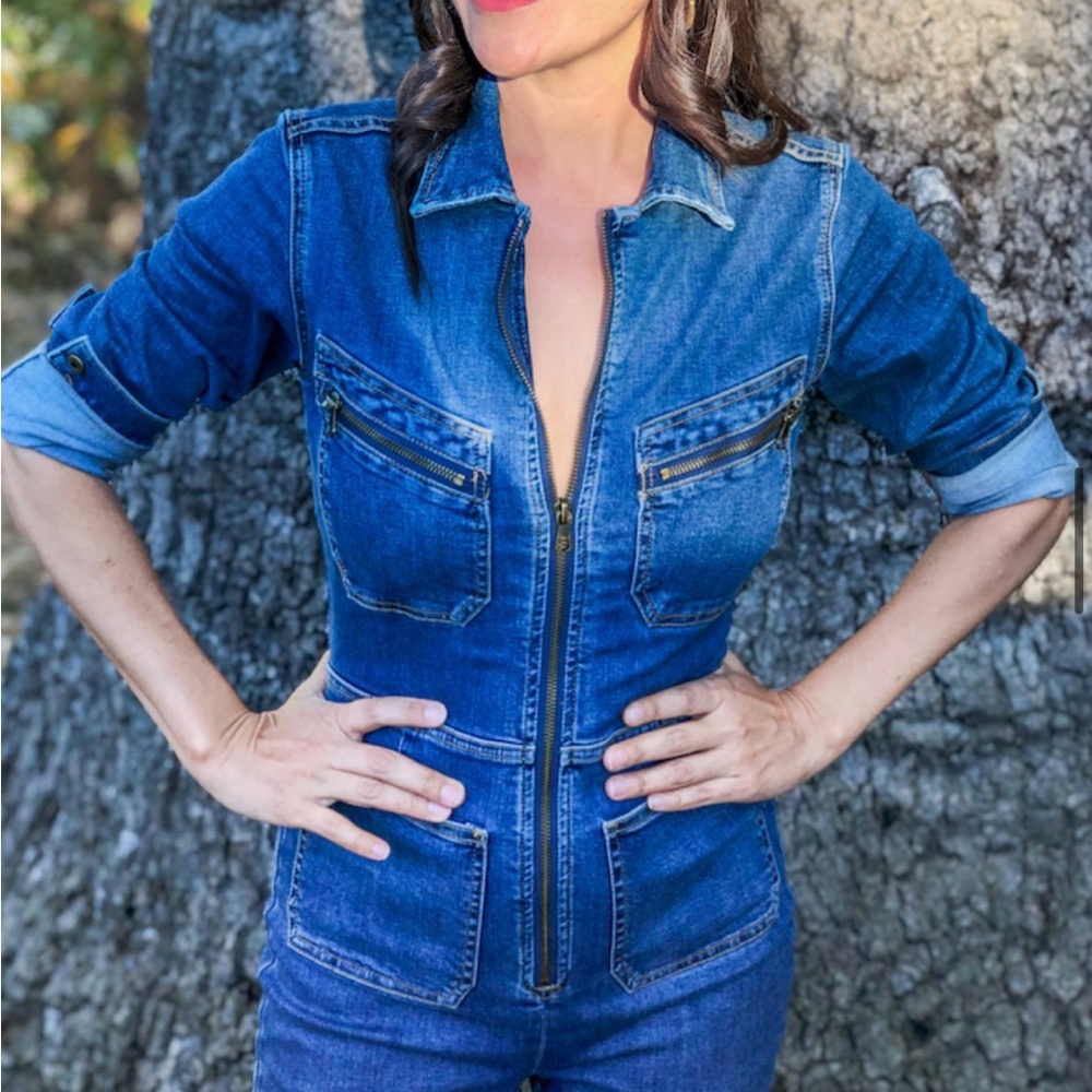 Free People Lennox Denim Jumpsuit - Like New